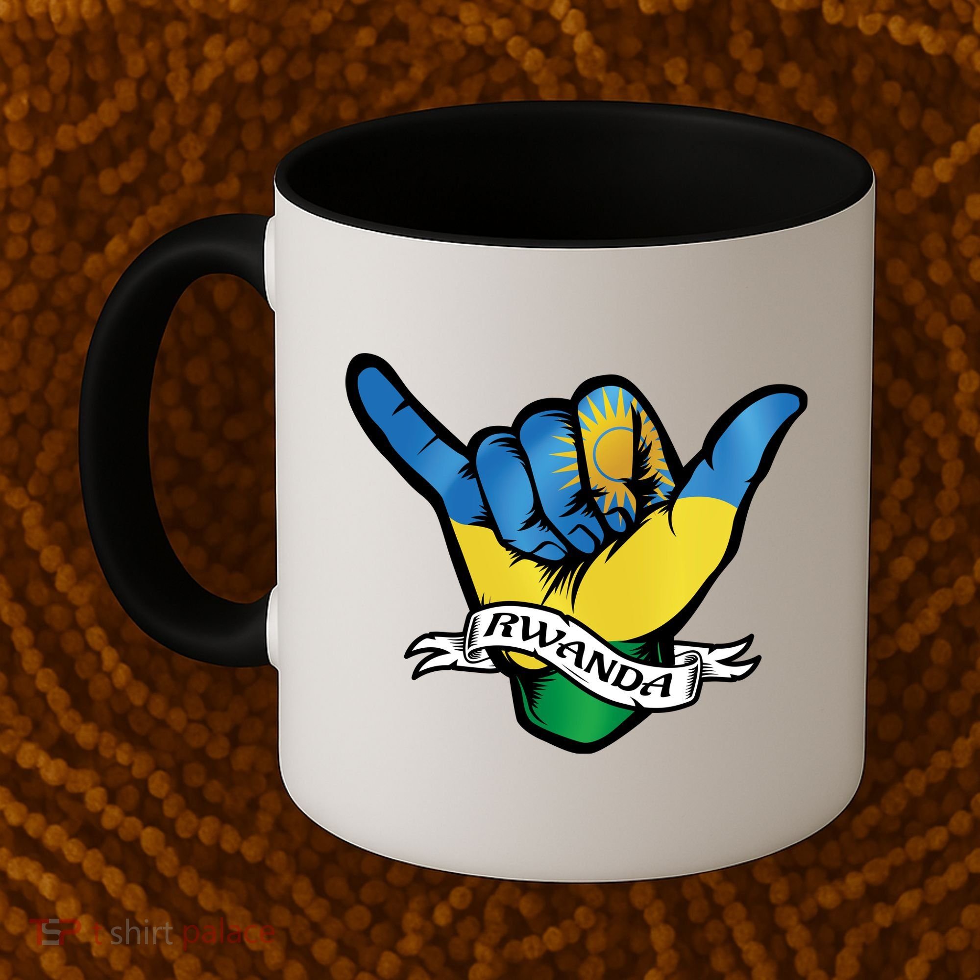 Rwanda Flag Shaka Hand Symbol Coffee Mug