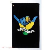 Rwanda Flag Shaka Hand Symbol Golf Towel thumb 0
