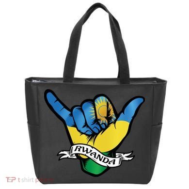 Rwanda Flag Shaka Hand Symbol Tote Bag