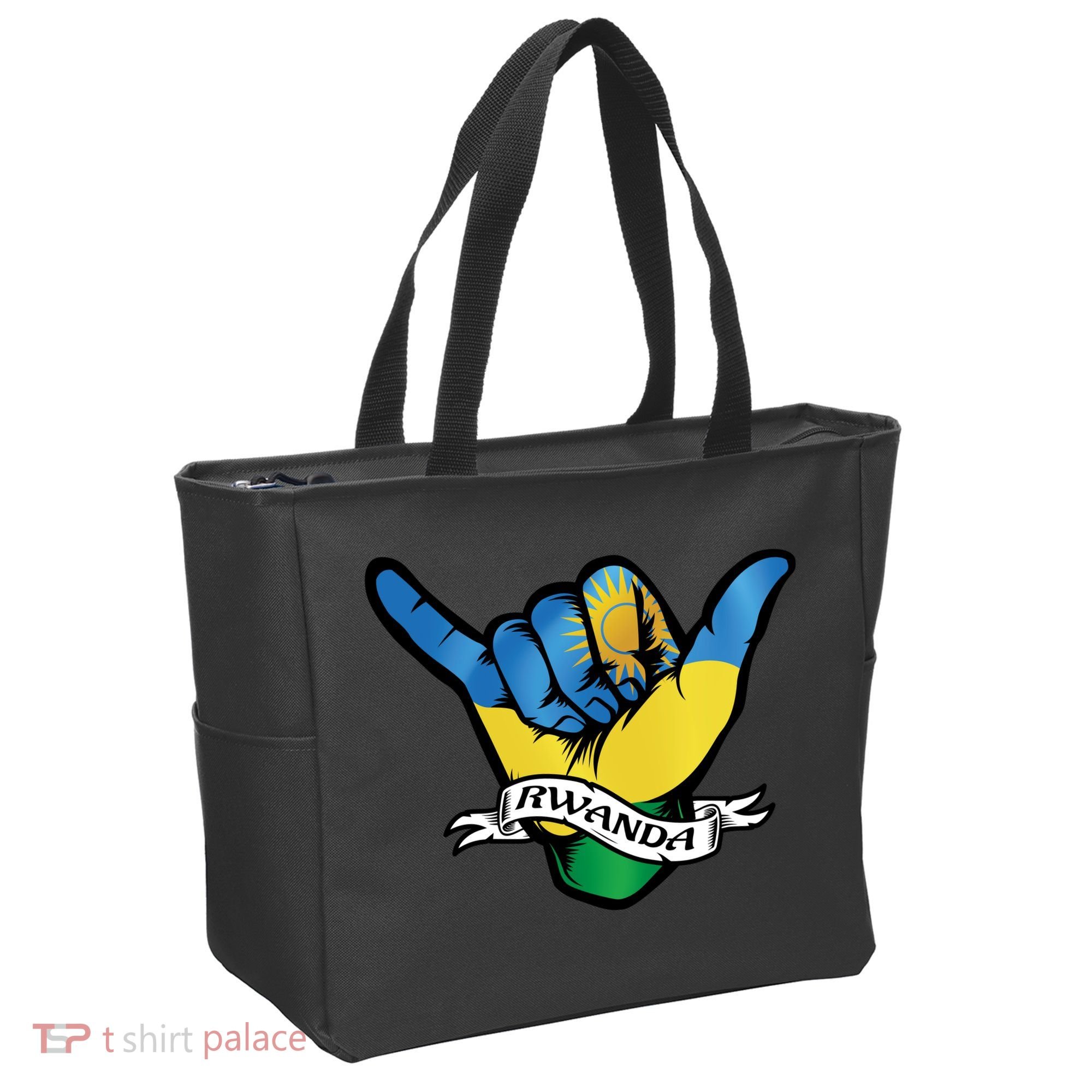 Rwanda Flag Shaka Hand Symbol Tote Bag