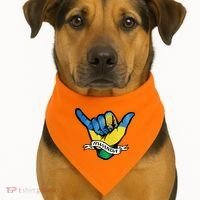 Rwanda Flag Shaka Hand Symbol USA-Made Doggie Bandana thumb 1