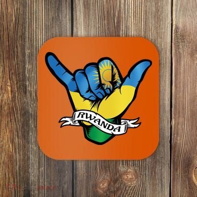 Rwanda Flag Shaka Hand Symbol Coaster