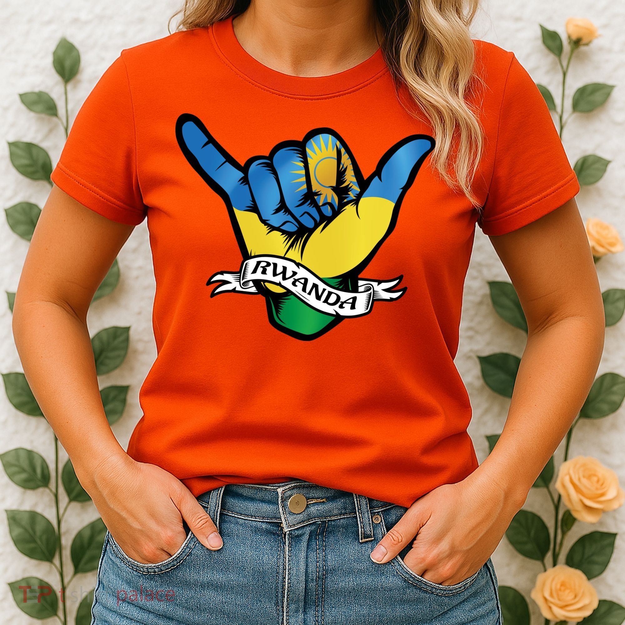 Rwanda Flag Shaka Hand Symbol Women's T-Shirt