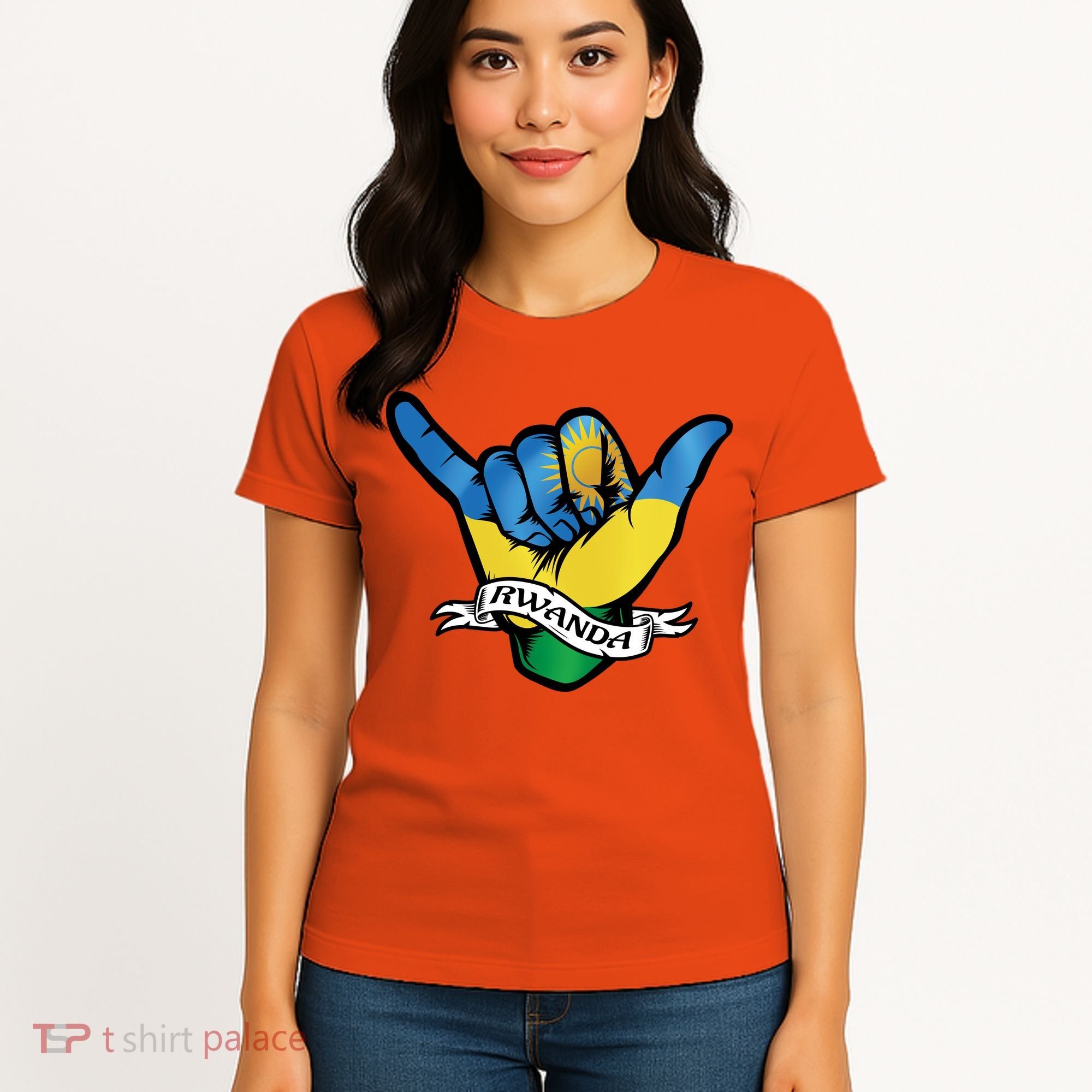 Rwanda Flag Shaka Hand Symbol Women's T-Shirt