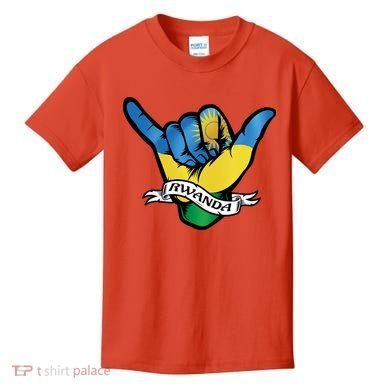 Rwanda Flag Shaka Hand Symbol Kids T-Shirt