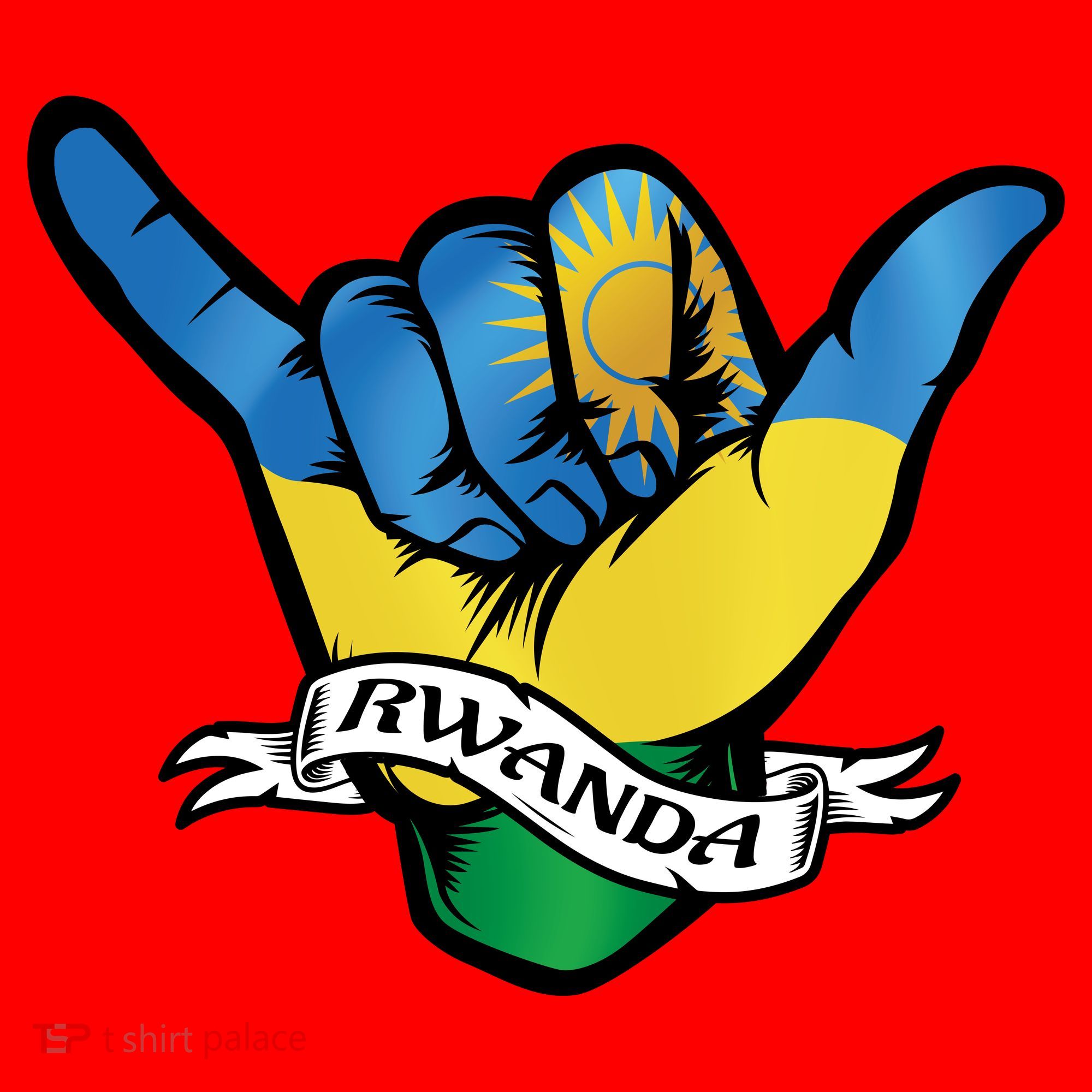 Rwanda Flag Shaka Hand Symbol Santa Hat