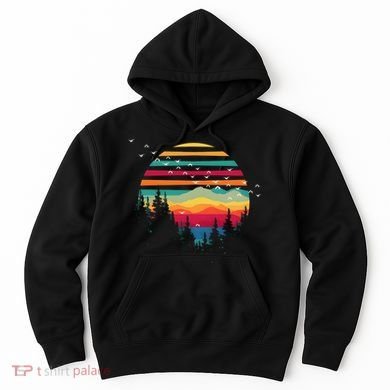 Retro Forest Sunset Nature Valley Hoodie
