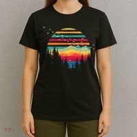 Retro Forest Sunset Nature Valley T-Shirt thumb 4