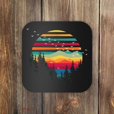 Retro Forest Sunset Nature Valley Coaster