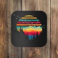 Retro Forest Sunset Nature Valley Coaster thumb 0