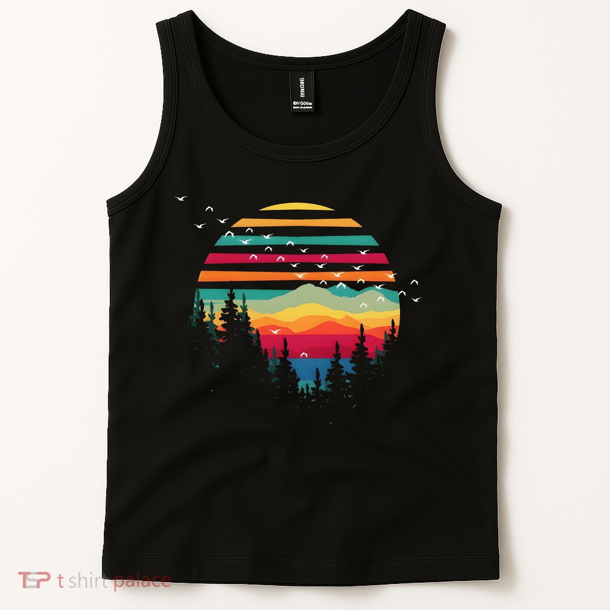 Retro Forest Sunset Nature Valley Tank Top