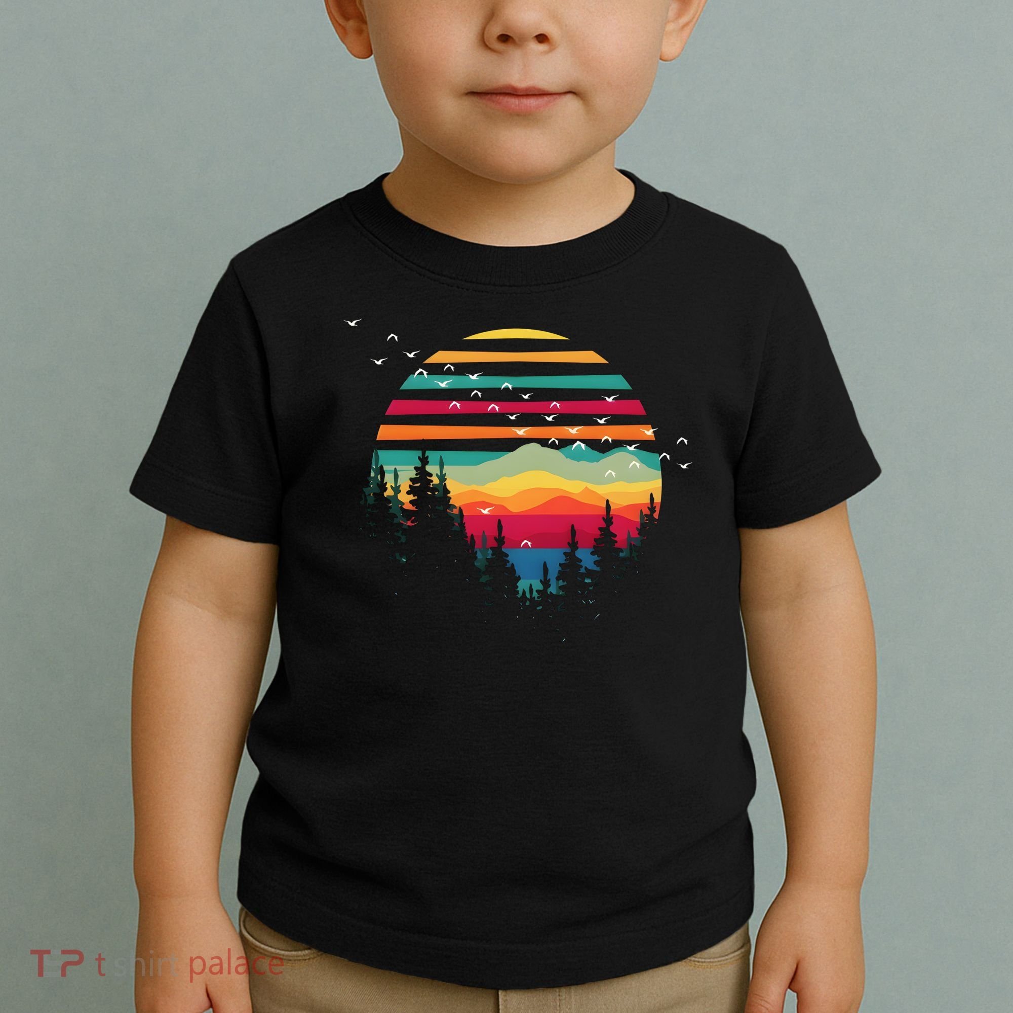 Retro Forest Sunset Nature Valley Toddler T-Shirt