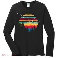 Retro Forest Sunset Nature Valley Women's Long Sleeve Shirt thumb 0