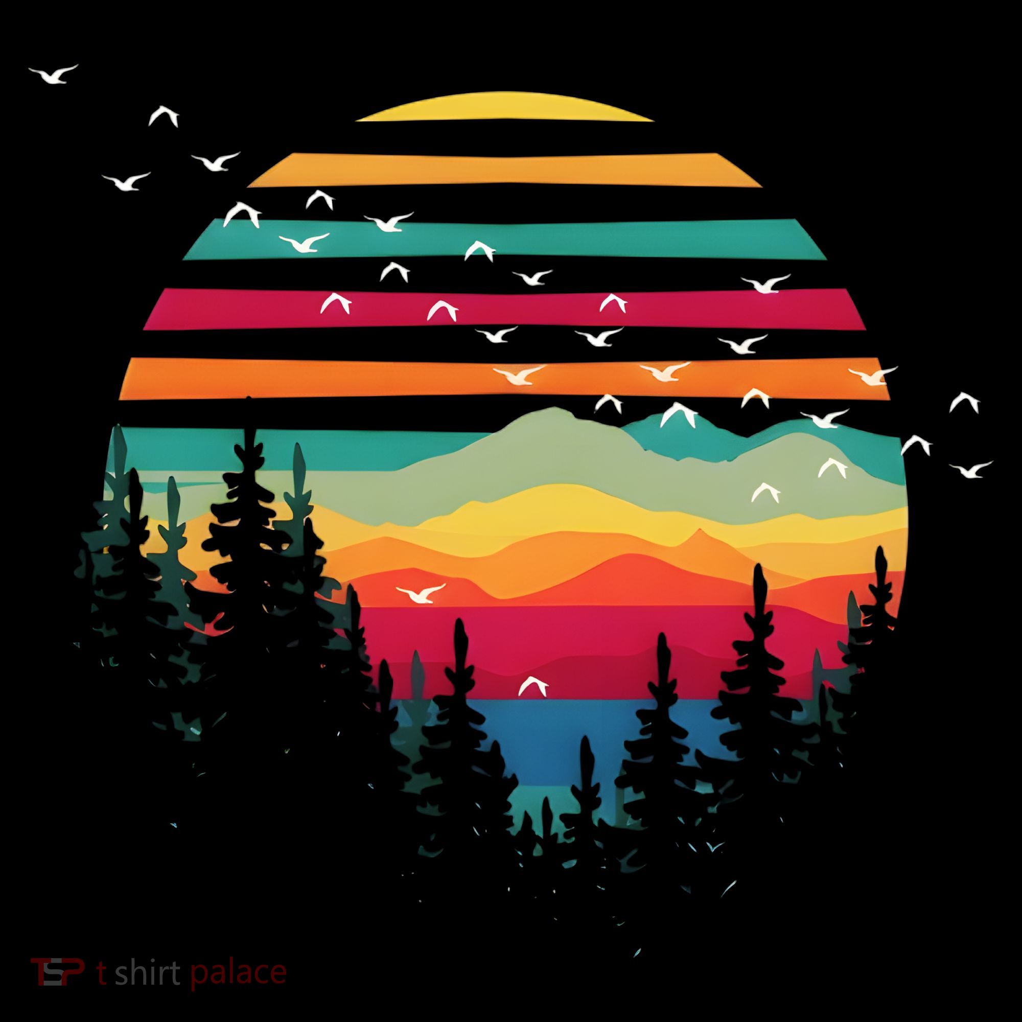 Retro Forest Sunset Nature Valley Women's T-Shirt