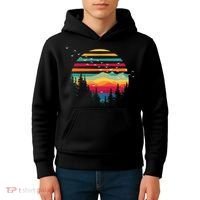 Retro Forest Sunset Nature Valley Kids Hoodie thumb 4