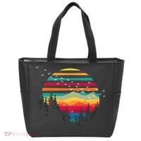 Retro Forest Sunset Nature Valley Tote Bag thumb 0
