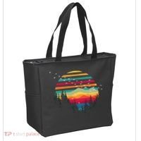 Retro Forest Sunset Nature Valley Tote Bag thumb 2