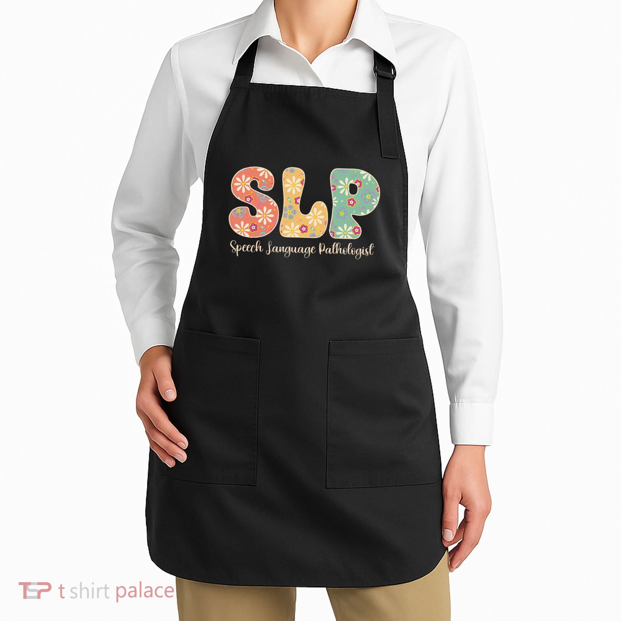 Retro Floral Slp Speech Language Pathologist Speech Therapy Apron