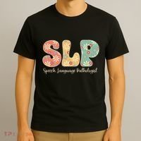 Retro Floral Slp Speech Language Pathologist Speech Therapy T-Shirt thumb 3