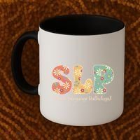 Retro Floral Slp Speech Language Pathologist Speech Therapy Coffee Mug thumb 2