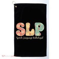 Retro Floral Slp Speech Language Pathologist Speech Therapy Golf Towel thumb 0