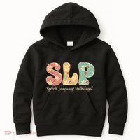 Retro Floral Slp Speech Language Pathologist Speech Therapy Kids Hoodie thumb 0