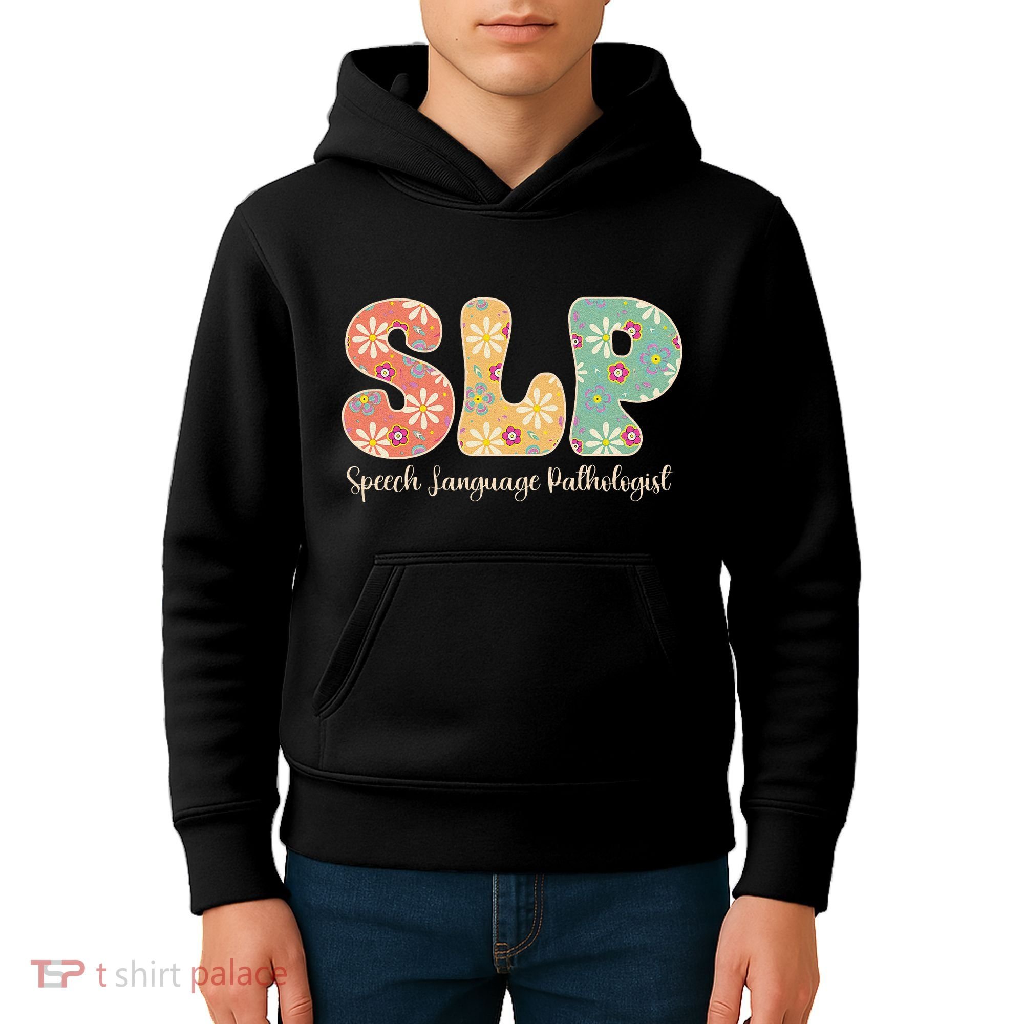 Retro Floral Slp Speech Language Pathologist Speech Therapy Kids Hoodie