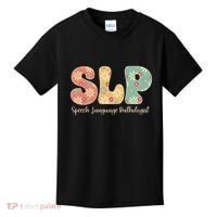 Retro Floral Slp Speech Language Pathologist Speech Therapy Kids T-Shirt thumb 0