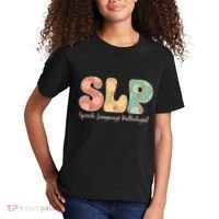 Retro Floral Slp Speech Language Pathologist Speech Therapy Kids T-Shirt thumb 2