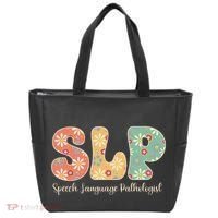 Retro Floral Slp Speech Language Pathologist Speech Therapy Tote Bag thumb 0