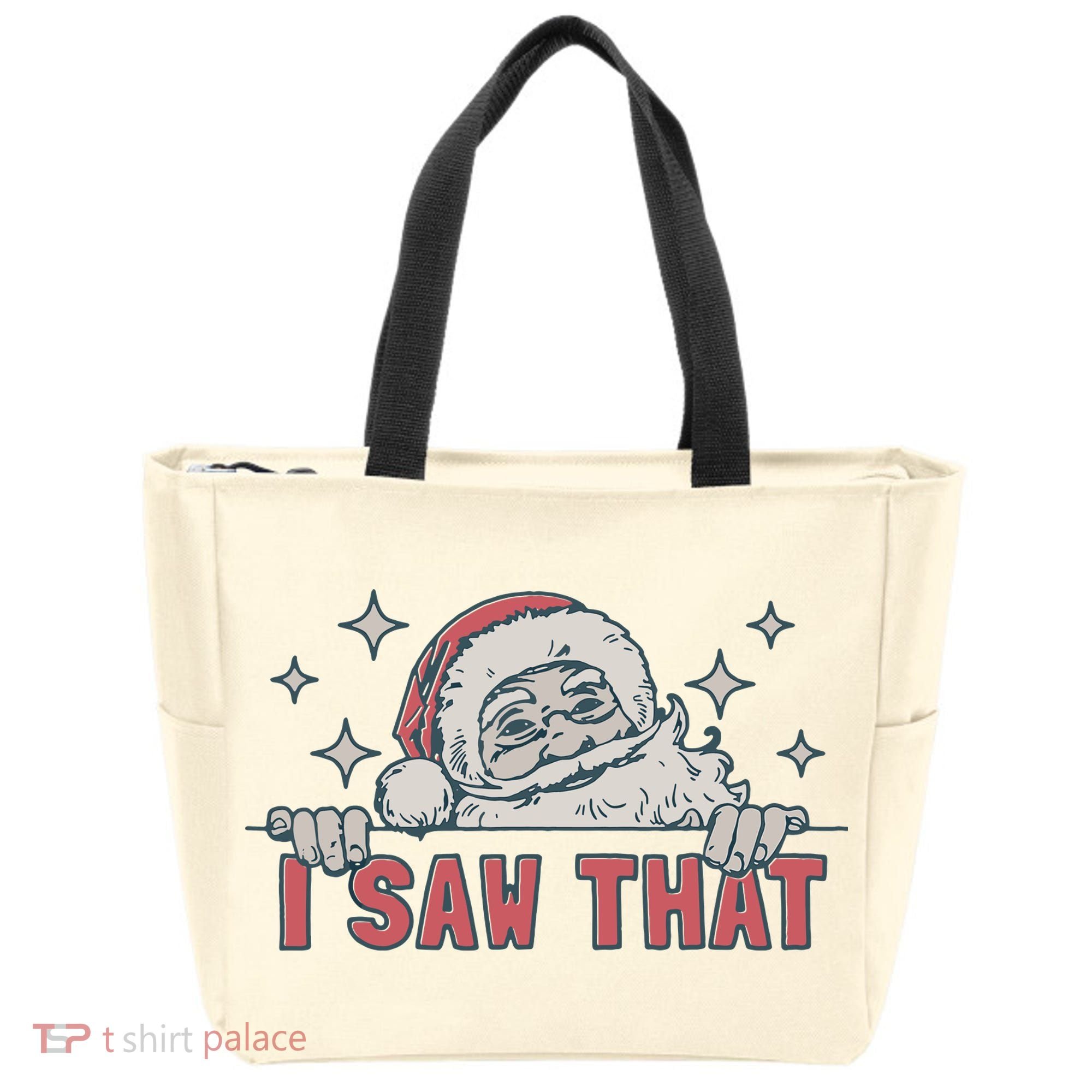 Retro Funny Santa Claus Christmas I Saw That Holiday Xmas Tote Bag