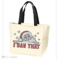 Retro Funny Santa Claus Christmas I Saw That Holiday Xmas Tote Bag thumb 3