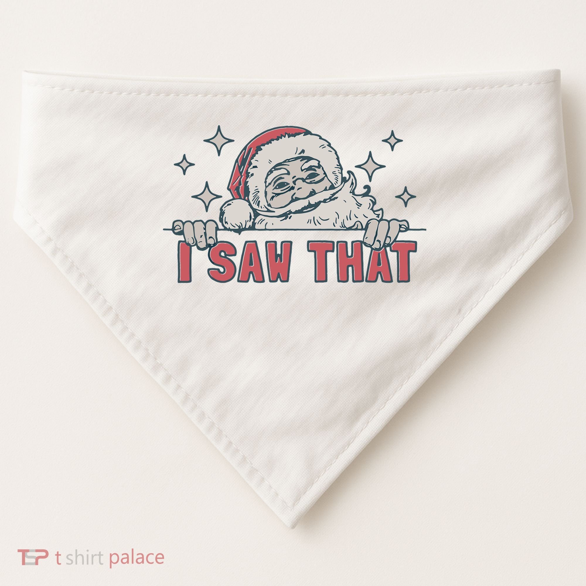 Retro Funny Santa Claus Christmas I Saw That Holiday Xmas USA-Made Doggie Bandana