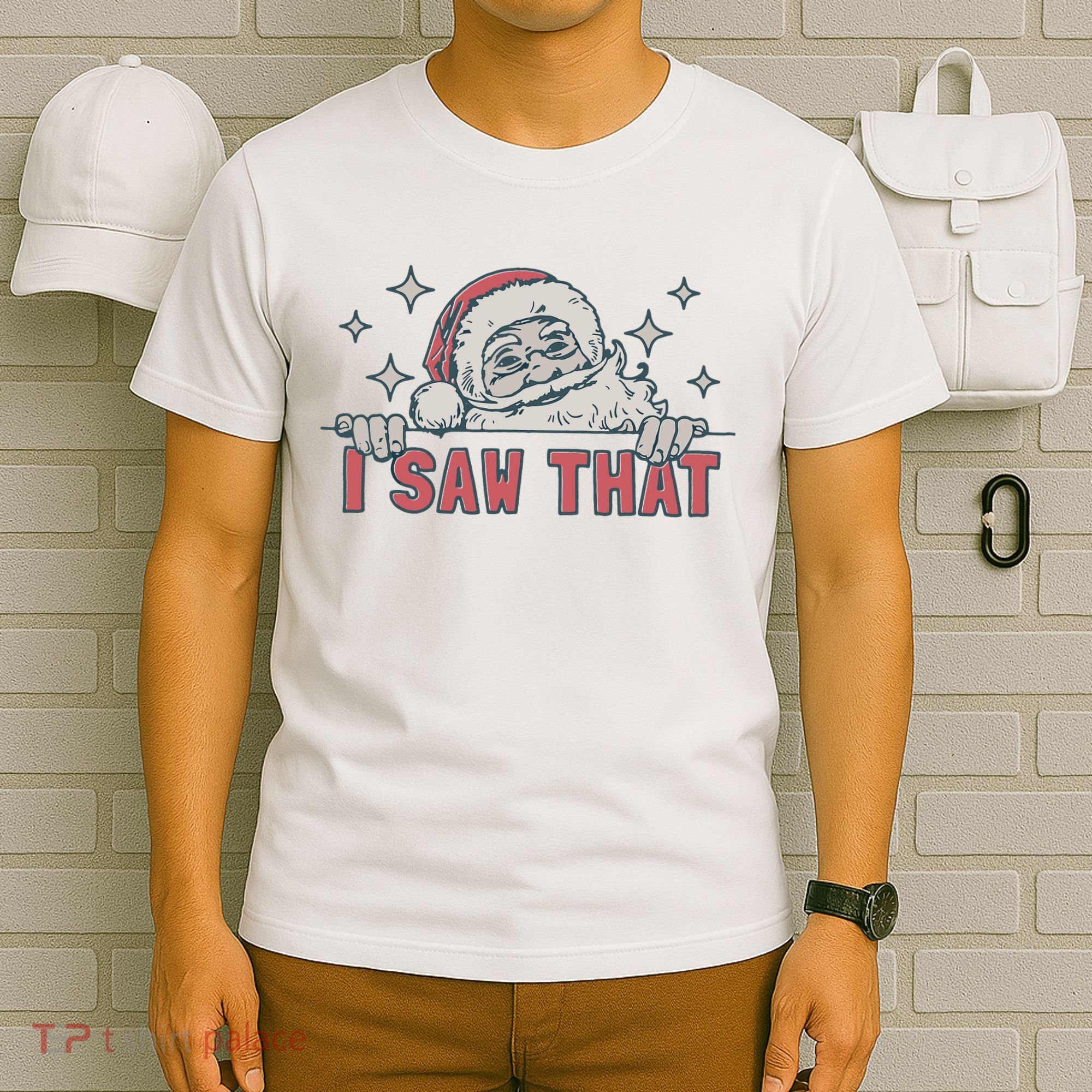 Retro Funny Santa Claus Christmas I Saw That Holiday Xmas T-Shirt
