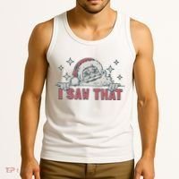 Retro Funny Santa Claus Christmas I Saw That Holiday Xmas Tank Top thumb 3