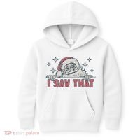Retro Funny Santa Claus Christmas I Saw That Holiday Xmas Kids Hoodie thumb 0