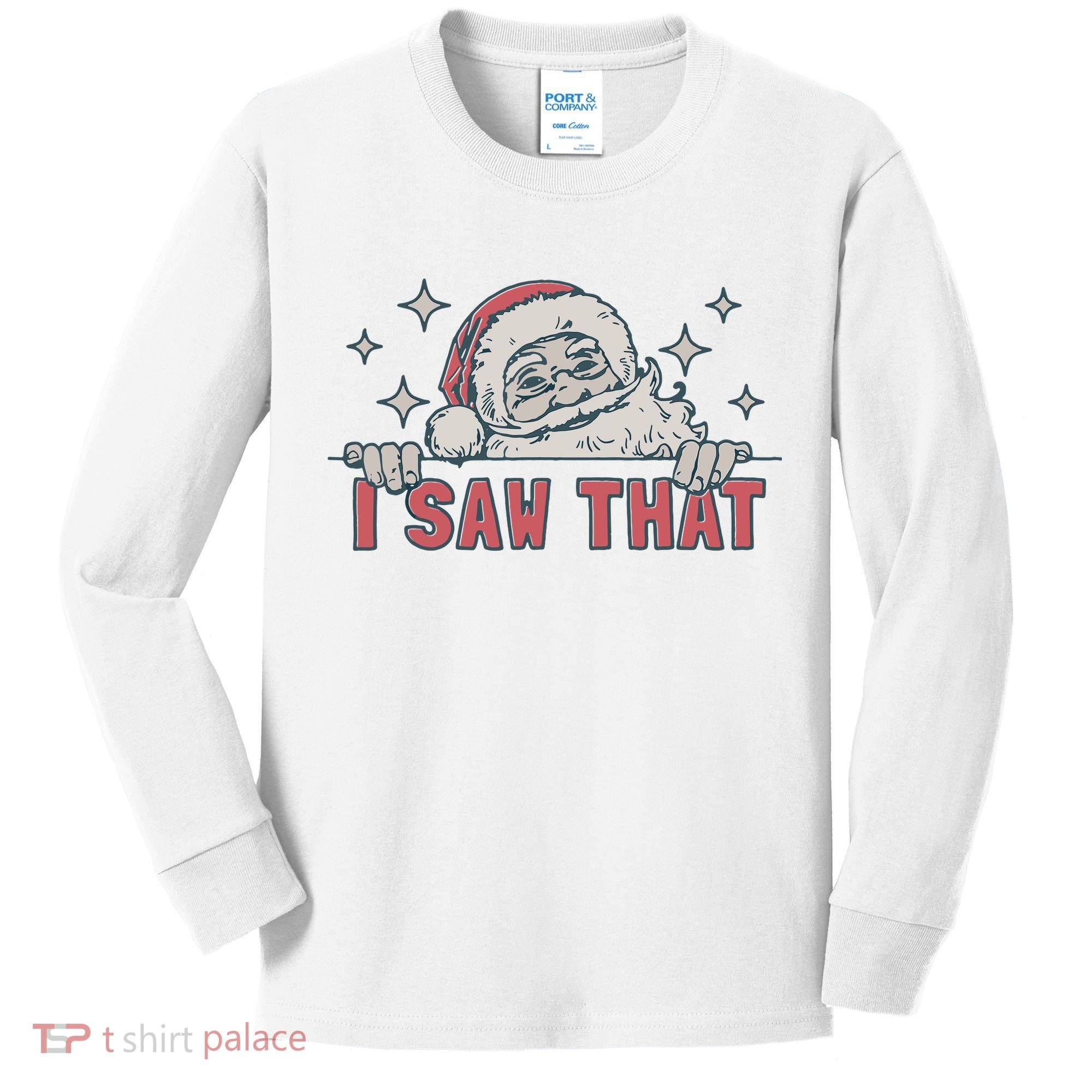 Retro Funny Santa Claus Christmas I Saw That Holiday Xmas Kids Long Sleeve Shirt