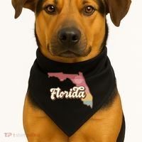 Retro Florida Sunset USA-Made Doggie Bandana thumb 1