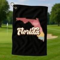 Retro Florida Sunset Golf Towel thumb 1
