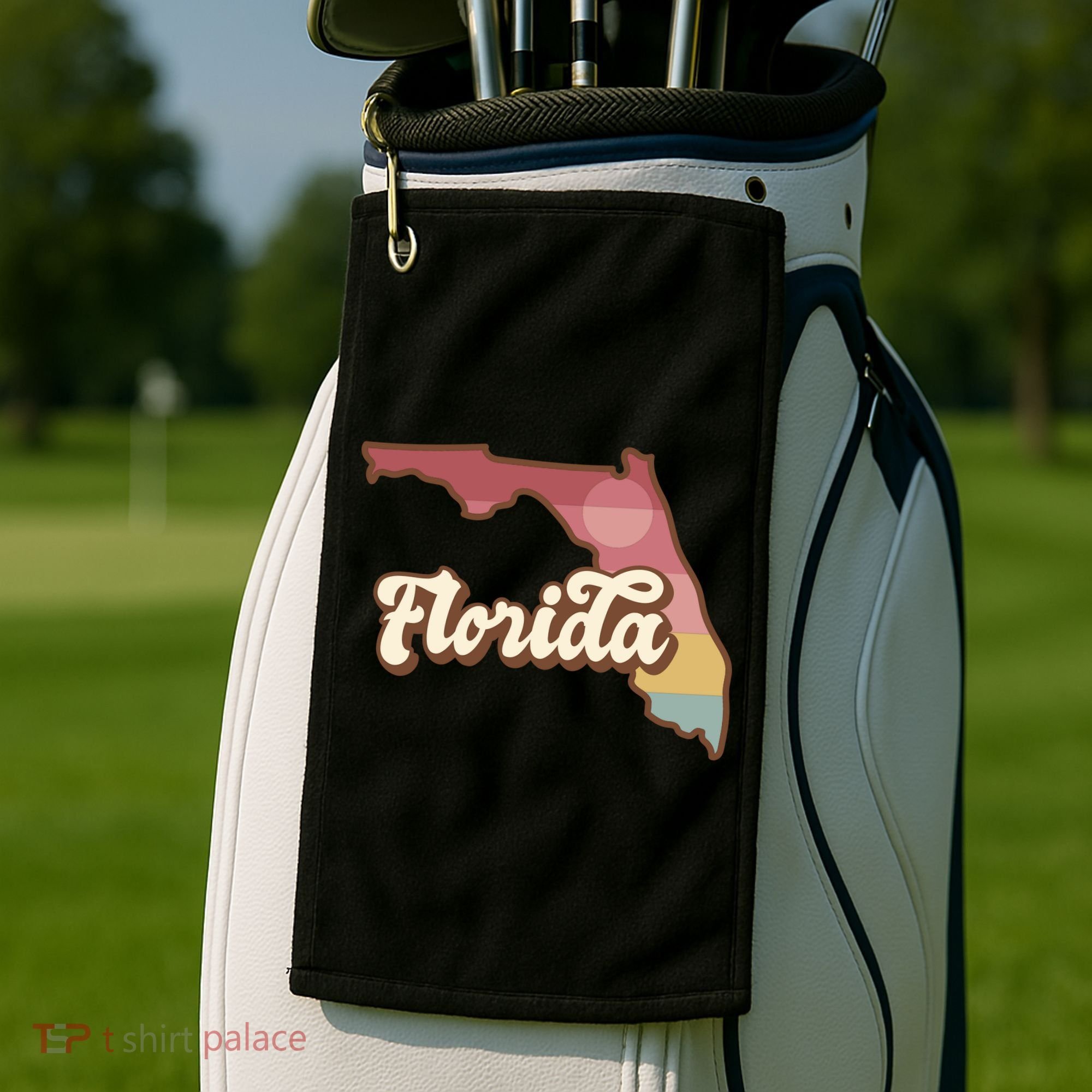 Retro Florida Sunset Golf Towel