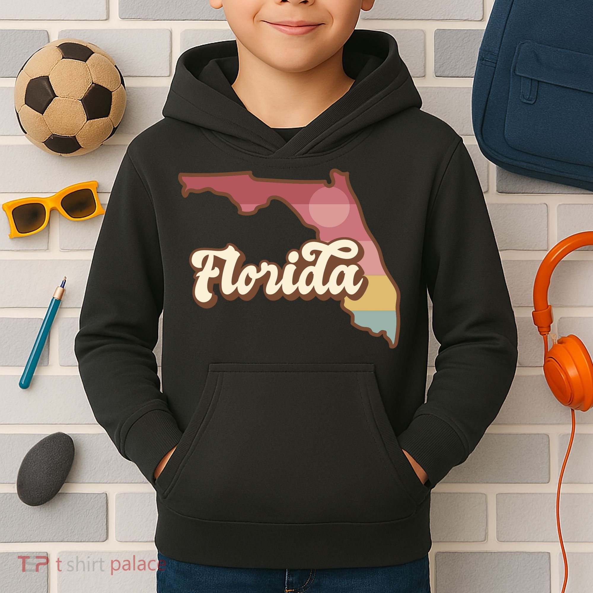 Retro Florida Sunset Kids Hoodie