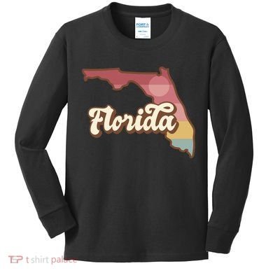 Retro Florida Sunset Kids Long Sleeve Shirt