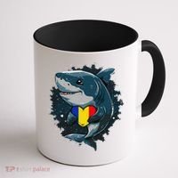 Romania Flag Shark Romanian Roots Heart Romanian Pride Coffee Mug thumb 1