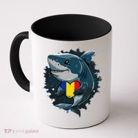 Romania Flag Shark Romanian Roots Heart Romanian Pride Coffee Mug thumb 0