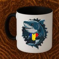 Romania Flag Shark Romanian Roots Heart Romanian Pride Coffee Mug thumb 2