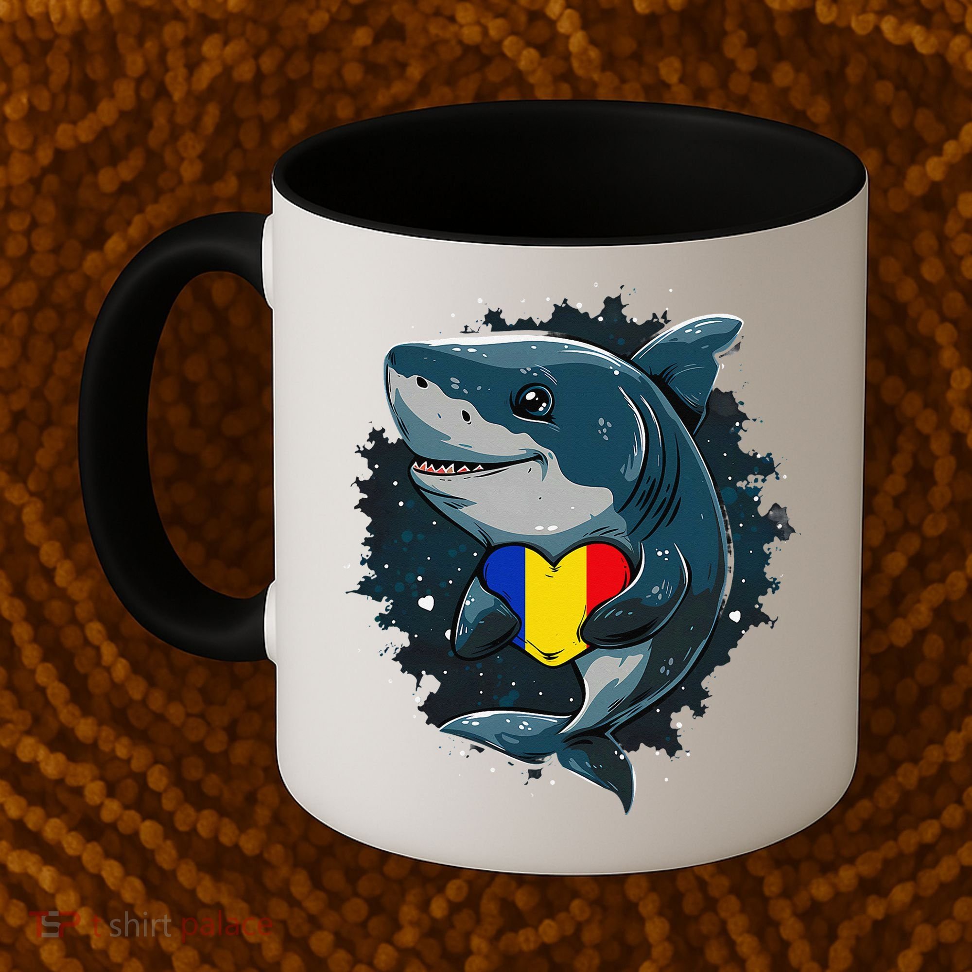 Romania Flag Shark Romanian Roots Heart Romanian Pride Coffee Mug