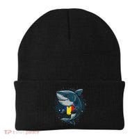 Romania Flag Shark Romanian Roots Heart Romanian Pride Beanie thumb 0