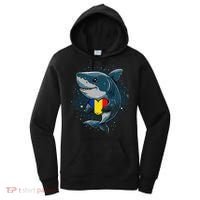 Romania Flag Shark Romanian Roots Heart Romanian Pride Women's Hoodie thumb 0