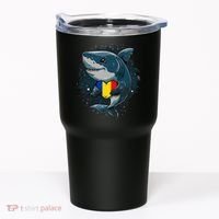 Romania Flag Shark Romanian Roots Heart Romanian Pride Tumbler thumb 0