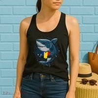 Romania Flag Shark Romanian Roots Heart Romanian Pride Women's Tank Top thumb 2